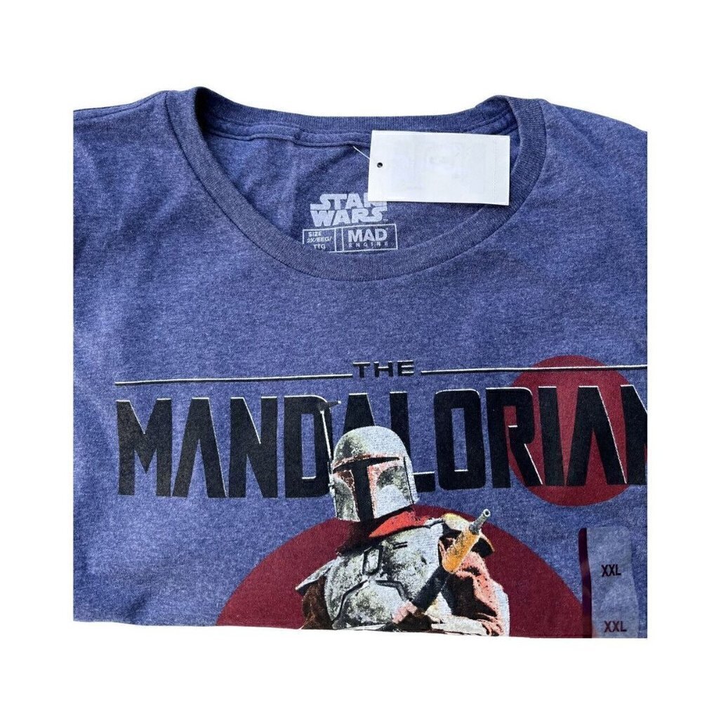 Star Wars The Mandalorian Mens T Shirt Size XL Blue Mad Engine Boba Fett - Picture 5 of 14